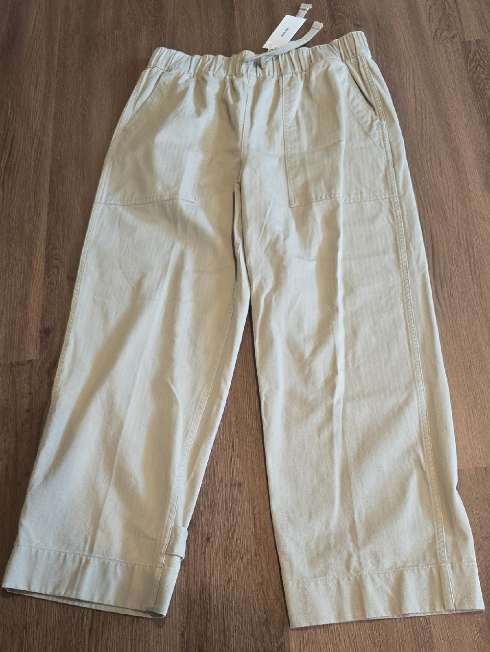 Buck Mason Baywood Herringbone Twill Beige Wide-Leg Trousers